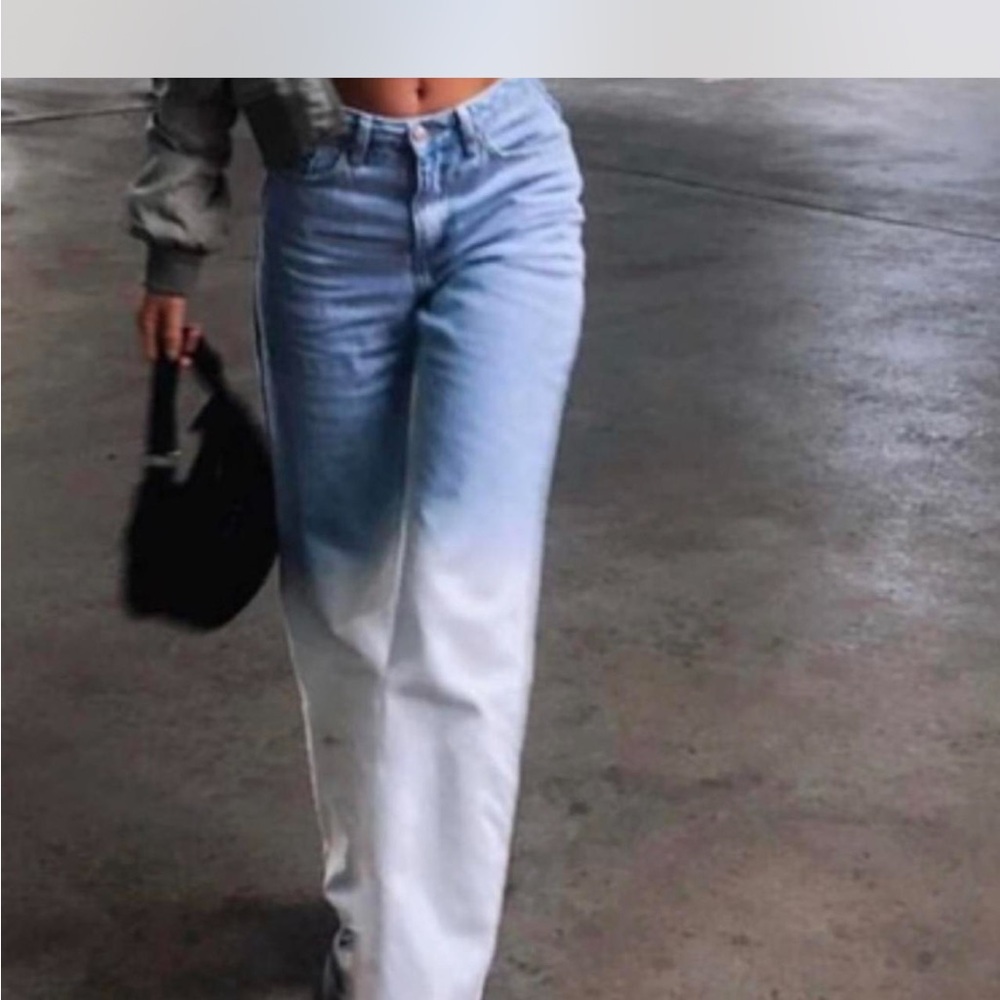 Tiger Mist Blue and White Ombre Flare Jeans